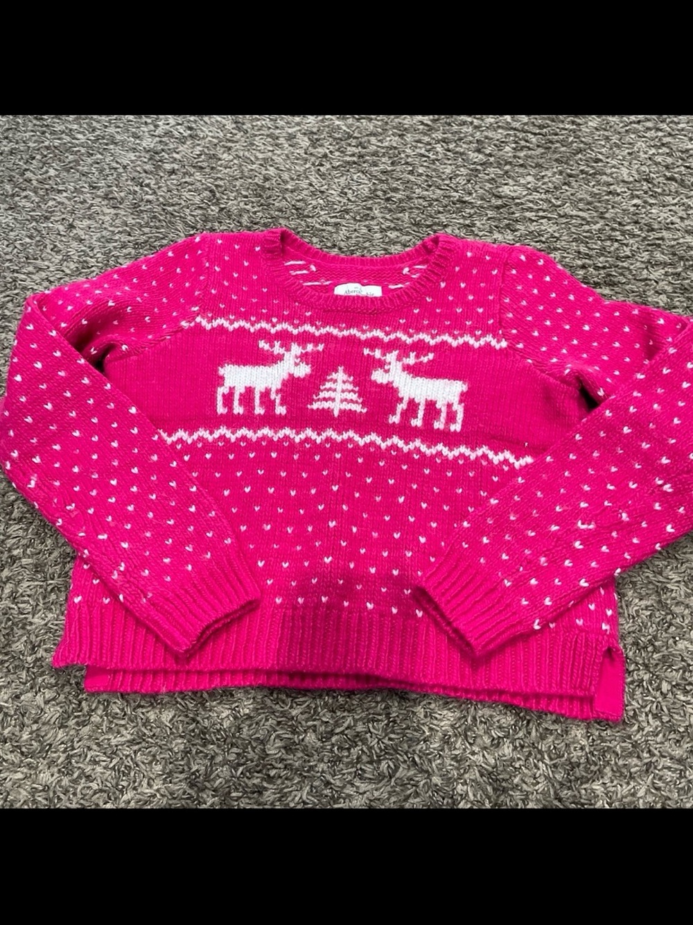 Abercrombie and Fitch wool blend festive moose Christmas sweater, large pink